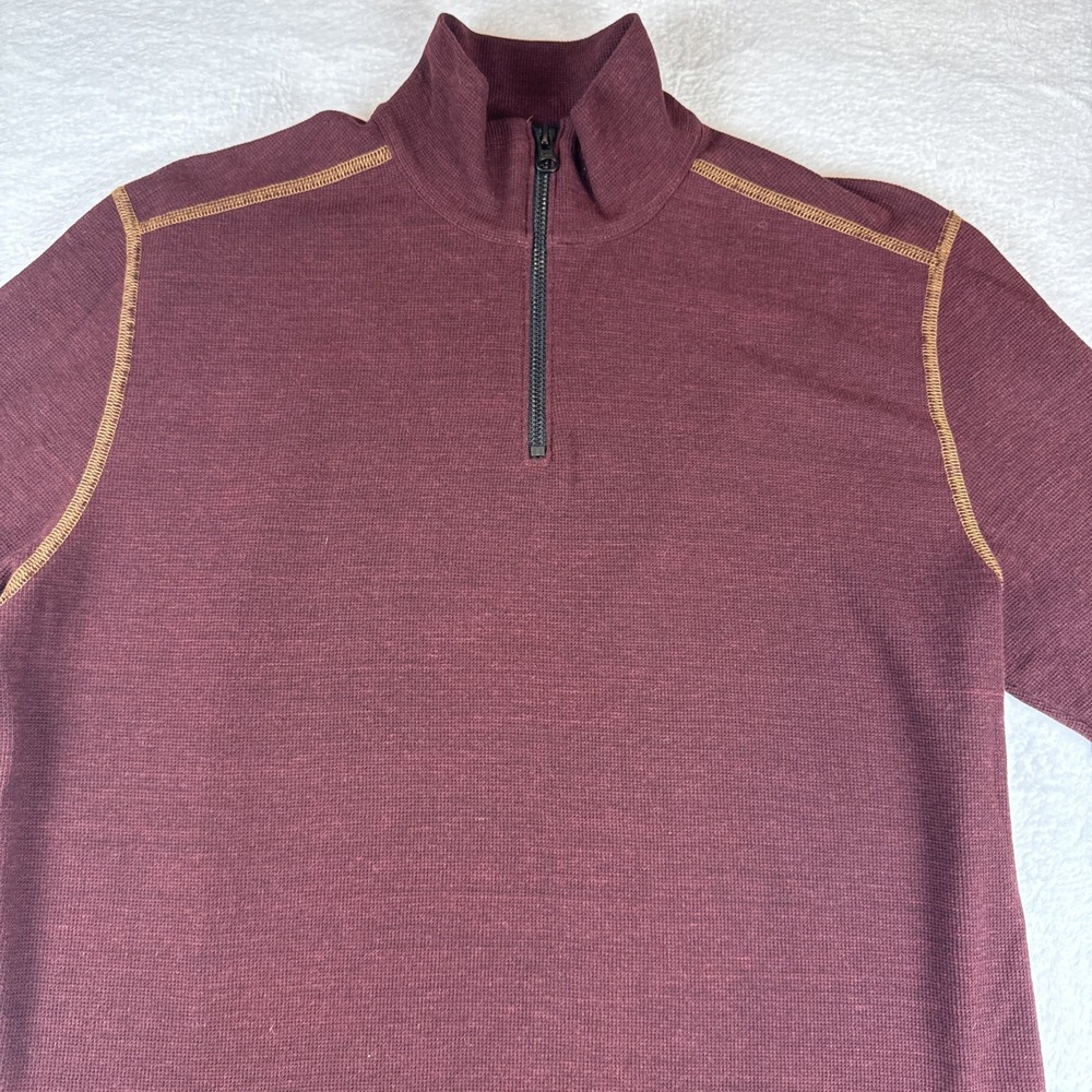 AGAVE Sweater‎ Mens Medium Burgundy  1/4 Zip Julias Casual Pullover Preppy USA